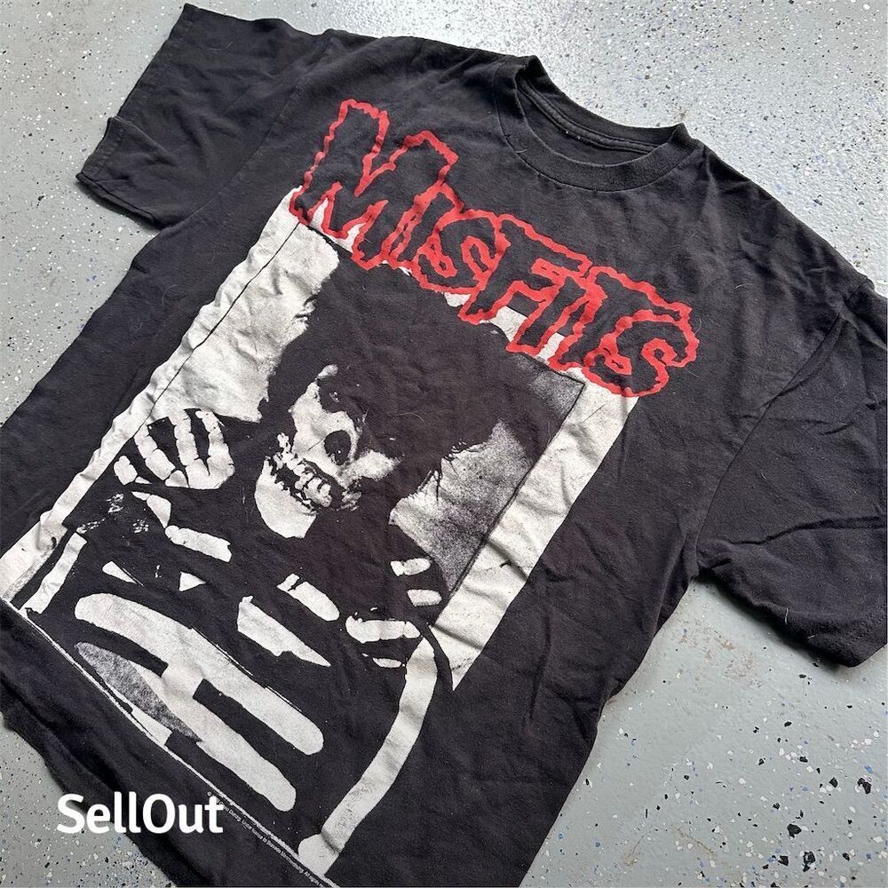 Vintage Misfits Band Tee Men's L Black Punk Rock Graphic T-Shirt Rare 2000s - Picture 2 of 8
